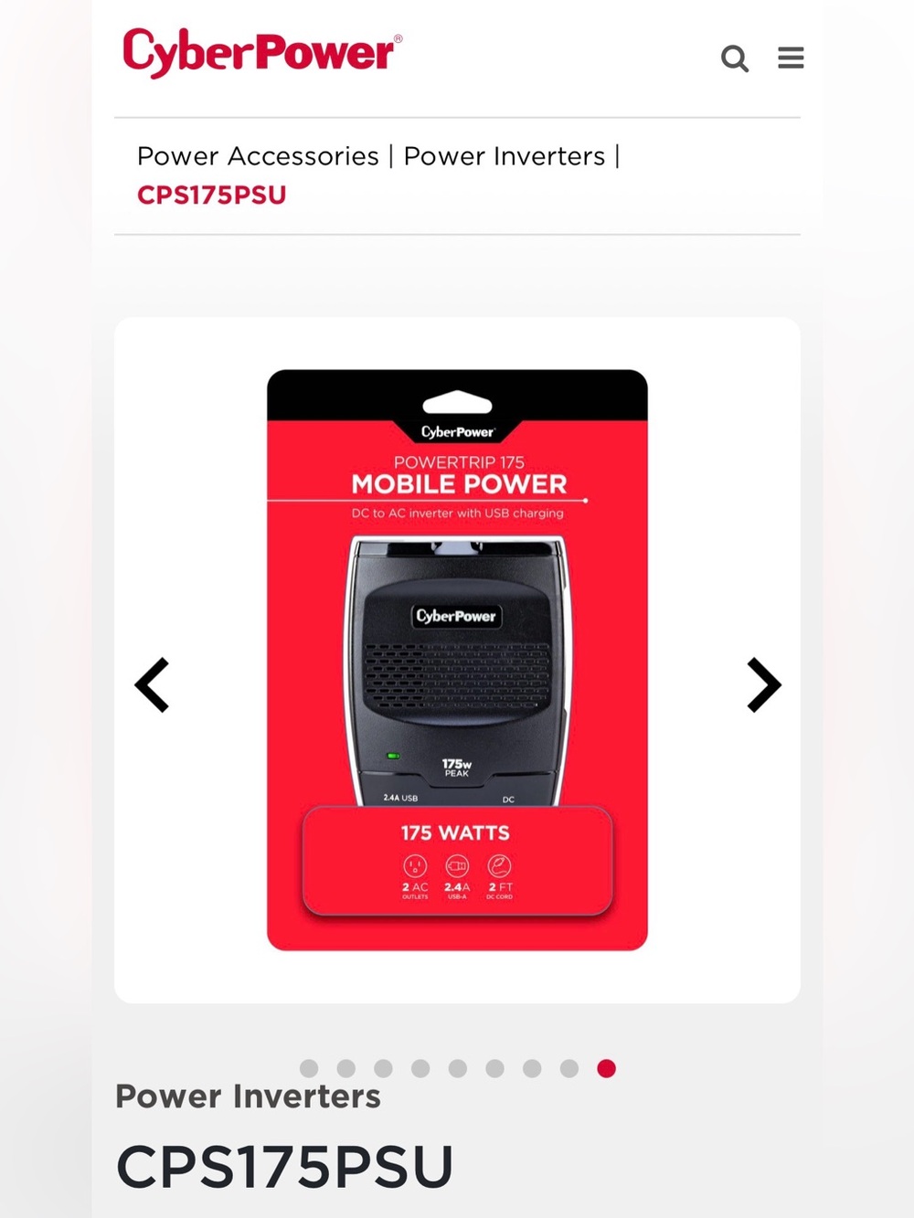 Cyber Power Mobile Power Powertrip 175
Model CPS175PSU
